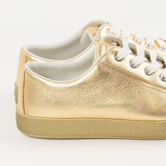 Prada Gold Leather Cap-Toe Sneakers - Picture 5 of 7